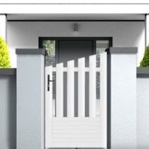 Gefradis - Portillon PVC blanc ALENÇON CONCAVE 1000x1450 mm - Poignée à gauche