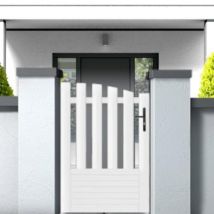Gefradis - Portillon PVC blanc ALENÇON INCURVÉ 1000x1450 mm - Poignée à droite