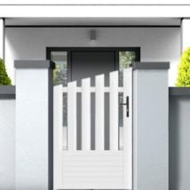 Gefradis - Portillon PVC blanc ALENÇON CONVEXE 1000x1450 mm - Poignée à droite