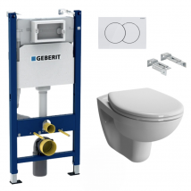 Pack WC Bati-support Geberit Duofix + WC suspendu Vitra Normus + Abattant softclose + Plaque blanche
