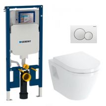 Pack WC Bati-support Geberit UP720 extra-plat + WC Vitra Integra + Abattant en Duroplast + Plaque blanche