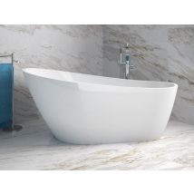 Otitec - Baignoire îlot blanc brillant avec bonde chrome MELODY 150x80