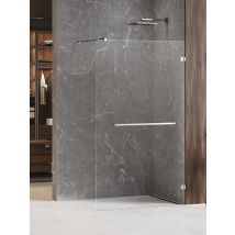 Otitec - Paroi de douche à l'italienne chrome avec porte serviette 80 cm MAJORQUE CHROME