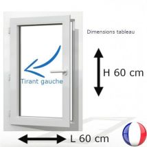 Gefradis - Fenêtre PVC 1 vantail H 60 x L 60 cm OF avec poignée tirant gauche