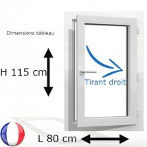 Gefradis - Fenêtre PVC 1 vantail H 115 x L 80 cm OF avec poignée tirant droit