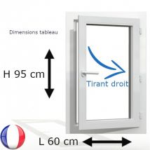 Gefradis - Fenêtre PVC 1 vantail H 95 x L 60 cm OF avec poignée tirant droit