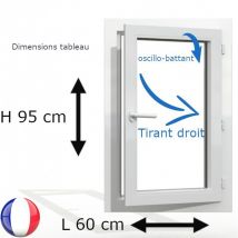 Gefradis - Fenêtre PVC 1 vantail H 95 x L 60 cm OB avec poignée tirant droit