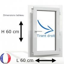 Gefradis - Fenêtre PVC 1 vantail H 60 x L 60 cm OF avec poignée tirant droit