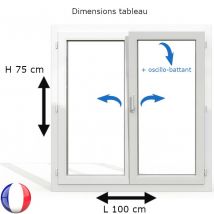 Gefradis - Fenêtre PVC 2 vantaux H 75 x L 100 cm OB avec poignée