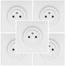Lot de 5 Prises Affleurantes Odace Complètes Schneider Electric CS1016A-5