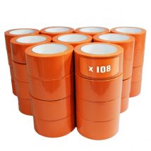 Tecplast - Lot de 108 Rubans adhésifs PVC orange bâtiment 50 mm x 33 m - Rouleau adhésif TECPLAST