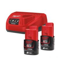 Milwaukee - Pack énergie 12V (2x2.0 Ah) avec chargeur M12 NRG-202 - MILWAUKEE 4933459209