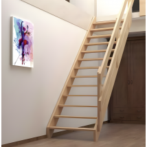 Handystairs - HandyStairs escalier droit "Rustic60" - Largeur 60cm - Hauteur 280cm - 13 marches en bois de pin (30mm)