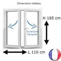 Gefradis - Fenêtre PVC 2 vantaux H 185 x L 110 cm OF avec poignée