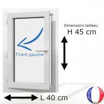 Gefradis - Fenêtre PVC 1 vantail H 45 x L 40 cm OF avec poignée verre brouillé tirant gauche