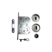Poignée de porte coulissante galandage à clef couleur argent Klose Besser