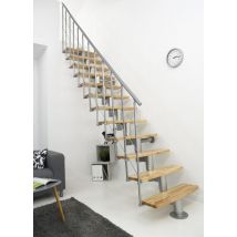 Handystairs - Escalier central Comforttop largeur 85cm - Acier blanc - Hêtre