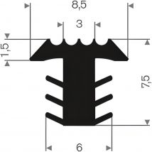 Handystairs - Profilé de fraisage PVC noir LxH=8
