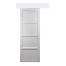 Porte Coulissante Tamera Blanc 4 Panneaux H204 X L73 Avec Rail Alu Gd Menuiseries