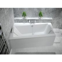 Otitec - Baignoire asymétrique blanche + tablier + repose tête - INFINITY - 150 x 90 - Gauche