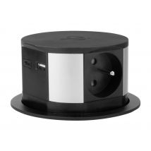 Bloc multiprise encastrable 3 prises 16A + 2x USB et chargeur induction - Otio