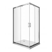 Laneri - Douche de 6 mm angulaire rectangulaire avec profil chromé (receveur non inclu) - 70 x 110