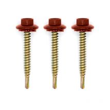 Faynot - 50 vis de fixation en plage pour support bois 4.8x38 | Rouge Tuile | RAL 8012
