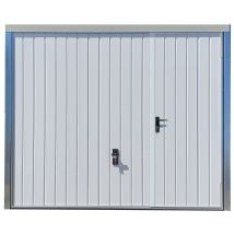 Spadone - Porte de garage basculante blanc avec portillon droit l.240 x H.200 cm x Ep.20 mm