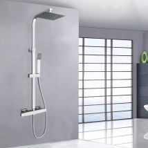 Ocean Sanitaire - OCEAN Colonne de douche thermostatique 38°C contact froid ensemble de douche réglable en hauteur carré chrome