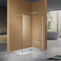Grand Verre - GRAND VERRE Paroi de douche à l'Italienne avec profilé et barre de stabilisation en blanc mat en verre 8mm anti-calcaire 70x200