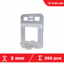 Flat-pro - Lot de 250 croisillons XL à cale autonivelants CLIP-IT 2 mm - Epaisseur de carrelage de 6 à 22 mm - Système de nivellement de carrelage - 