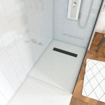 Galedo - Receveur de douche a carreler 80x120cm - bonde caniveau noir mat