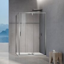 Grand Verre - GRAND VERRE Cabine de douche pivotante avec élément fixe et paroi latérale 120x90 hauteur 195cm accessoires chromés