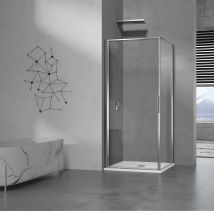 Grand Verre - GRAND VERRE Cabine de douche à ouverture intérieure et extérieure 76x90 en verre 6mm transparent profilés en aluminium chromé
