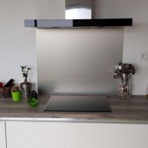 Alucouleur - Crédence Composite Aspect Aluminium Brossé H 35 cm x L 70 cm