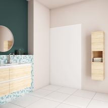 Aica Sanitaire - AICA Panneau mural de douche blanc 100x210cm Panneaux muraux salle de bain habillage mural aluminium