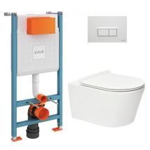 Vitra Pack WC Bâti-support V-Fix Core + WC sans bride SAT Brevis + Plaque