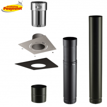 Cheminees Poujoulat - Kit raccordement conduit émaillé avec plaque finition pour poêles à bois - Poujoulat Diamètre 130