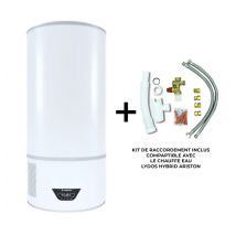 Chauffe Eau thermodynamique Mural Lydos Hybrid Wifi 100 L Ariston Air Ambiant 100 L + kit d'installation complet