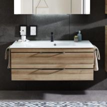Meuble de salle de bain Carat Ligne 212 Azurlign Diamètre 120 cm Couleur Chêne Riviera Colonne de rangement Avec colonne Armoire de toilette Sans ar