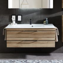 Meuble de salle de bain Carat Ligne 212 Azurlign Diamètre 120 cm Couleur Chêne Riviera Colonne de rangement Sans colonne Armoire de toilette Avec ar