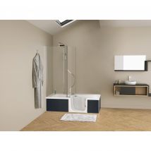 Kinedo - Tablier frontal et latéral KINEWALL design GRIS FONCE ASPECT BROSSE pour baignoire KINEDO DUO 160x75