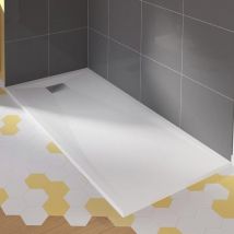 Kinedo Receveur Kinesurf 4 cm bonde sur la L 150x90 blanc grille en inox poli et bonde extra-plate