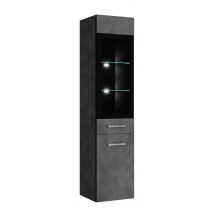 Badplaats - Armoire de rangement de Rio Hauteur 131cm Gris - Meuble de rangement haut placard armoire colonne