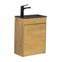 Meuble de salle de bain Sinta 40 x 22 cm Badplaats - Chene lavabo noir -