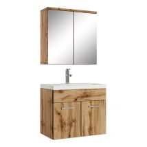 Badplaats - Meuble de salle de bain de Montreal 01 60cm avec miroir armoire Chene - Armoire de rangement Meuble lavabo evier Meubles