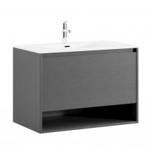Meuble de salle de bain Genua 80 cm - Badplaats - Noir bois - Meuble avec lavabo