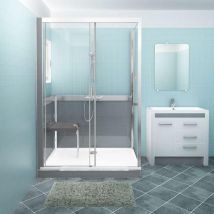 Roth - Cabine de douche version basse en angle longueur 156 cm largeur 77