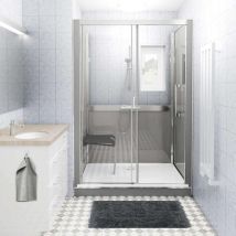 Roth - Cabine de douche version mixte en niche longueur 156 cm largeur 67