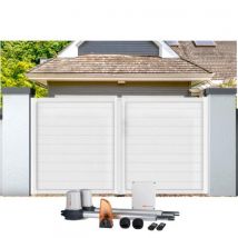 Gefradis - Portail battant électrique PVC blanc H140 x L300 ARLES